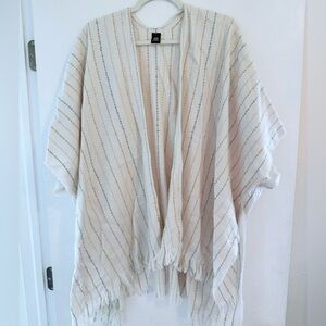Striped Fringe Open Poncho